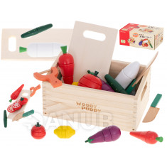 Dřevěná zelenina na krájení s magnetem v krabičce + příslušenství