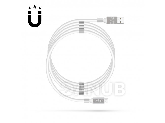 Magnetický datový kabel - MicroUSB - 2A - bílý