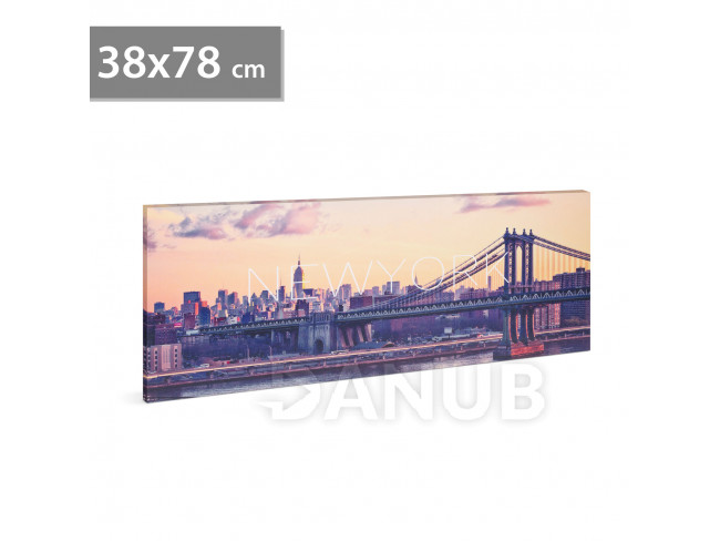 LED obraz - "New York" - 2 x AA, 38 x 78 cm