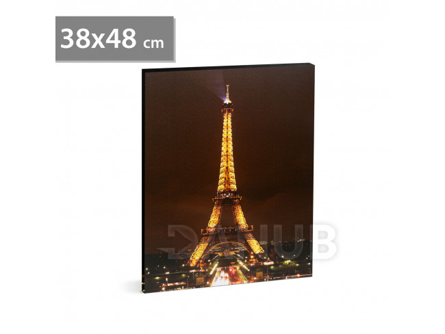 LED obraz - "Eiffelova věž" - 2 x AA, 38 x 48 cm