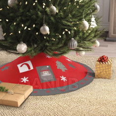 Kobereček pod vánoční strom - 97 cm - polyester - šedý/červený