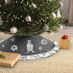 Kobereček pod vánoční strom - 97 cm - polyester - šedý/stříbrný