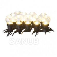 LED světelný řetěz - 10x párty žárovky čiré, 5 m, vnější i vnitřní, teplá bílá