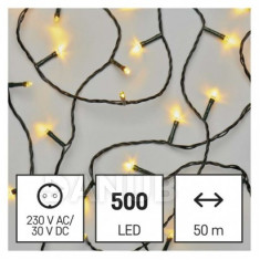 LED vánoční řetěz, 50 m, vnější i vnitřní, teplá bílá, časovač