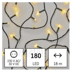LED vánoční řetěz, 18 m, vnější i vnitřní, teplá bílá, programy