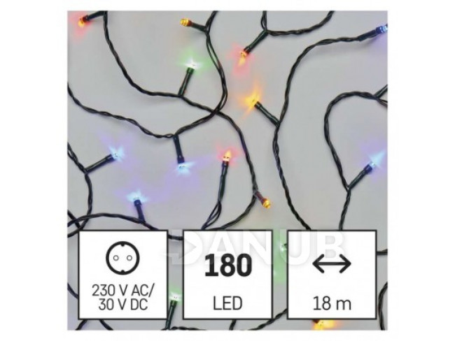LED vánoční řetěz, 18 m, vnější i vnitřní, multicolor, časovač