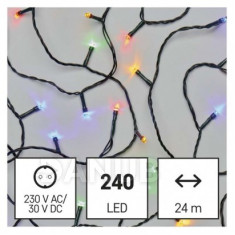 LED vánoční řetěz, 24 m, vnější i vnitřní, multicolor, časovač