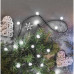 LED vánoční cherry řetěz - kuličky, 20 m, vnější i vnitřní, studená bílá, 8 - programů