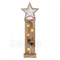 LED dekorace dřevěná - hvězdy, 48 cm, 2x AA, vnitřní, teplá bílá, časovač