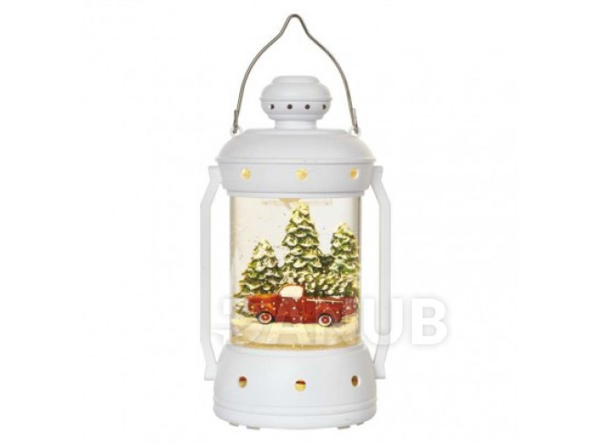 LED vánoční lucerna, 19,5 cm, 3 × AA, vnitř., Teplá bílá, časovač