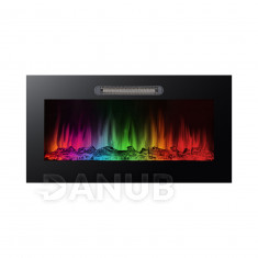 Elektrický vestavný krb - ohřívač + RGB LED - 91 x 15 x 48 cm