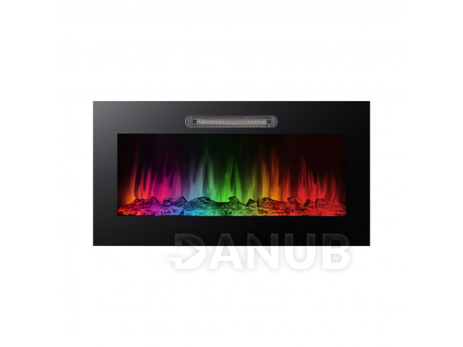 Elektrický vestavný krb - ohřívač + RGB LED - 91 x 15 x 48 cm