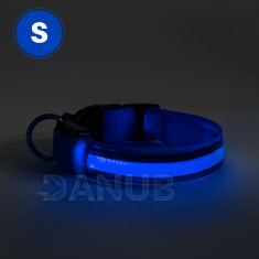 LED obojek - s akumulátorem velikost S - modrý