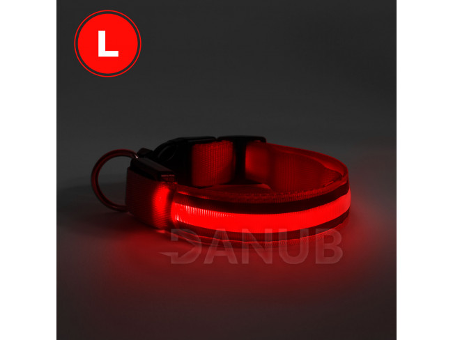 LED obojek - velikost L - červená
