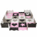 SPRINGOS Pěnové puzzle tvary - 150x150cm - šedá, růžová, černá