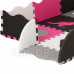 SPRINGOS Pěnové puzzle tvary - 120x120cm - šedá, růžová, černá