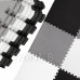 SPRINGOS Pěnové puzzle čtverce - 179x179cm - bílá, šedá, černá
