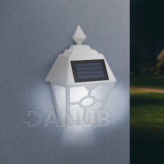 LED nástěnná solární lampa - bílá, studená bílá - 14 x 6,2 x 19 cm