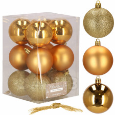 Vánoční koule sada - 6cm - 12ks - zlaté