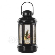 LED dekorace – vánoční lucerna se Santou, 20 cm, 3x AAA, vnitřní, teplá bílá, časovač