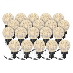 LED světelný řetěz – 20x párty žárovky, 7,6 m, vnější i vnitřní, teplá bílá