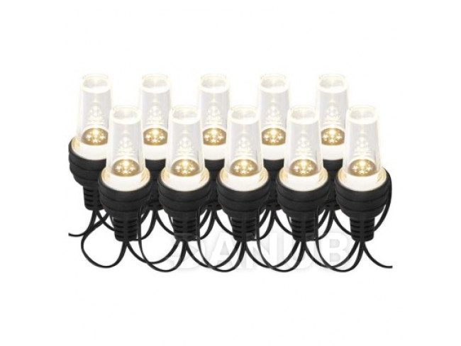 LED světelný řetěz – 10x párty žárovky čiré, 4,5 m, vnější i vnitřní, studená bílá