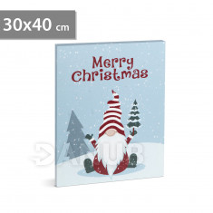 Vánoční LED obrázek - s věšákem na zeď, 2 x AA, 30 x 40 cm