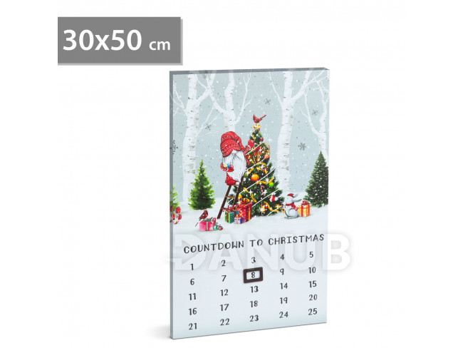 LED nástěnný kalendář -3 teplé bílé LED - 30 x 50 cm