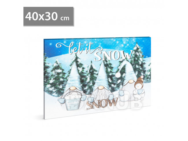 LED obraz -  "Let it snow" - 2 x AA, 40 x 30 cm
