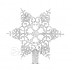 Ozdoba na špic vánočního stromu - ve tvaru hvězdy - 20 x 20 cm - stříbrná