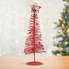 Třpytivý, kovový vánoční strom - 28 cm - červený