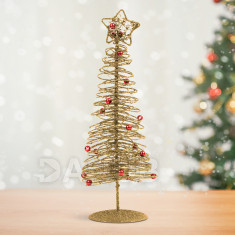 Třpytivý, kovový vánoční strom - 28 cm - zlatý