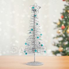 Třpytivý, kovový vánoční strom - 28 cm - stříbrný