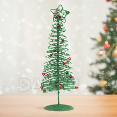 Třpytivý, kovový vánoční strom - 28 cm - zelený