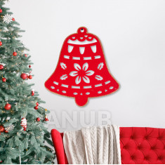 Vánoční dekorace - zvonek - 39,5 x 42 cm - červená/zlatá