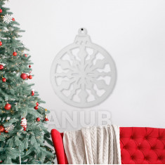 Vánoční dekorace - koule - 36,5 x 44 cm - bílá/zlatá