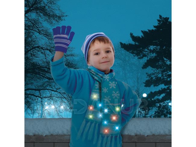 Vánoční šála - 100 cm - s LED, na baterie, modrá