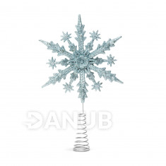 Ozdoba na špic vánočního stromu - sněhová vločka - 22 x 15 cm - světle modrá