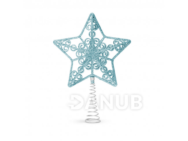 Ozdoba na špic vánočního stromu - hvězda - 20 x 15 cm - světle modrá