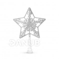 Ozdoba na špic vánočního stromu - hvězda - 20 x 15 cm - stříbrná