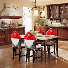 Vánoční dekorace na židli - skandinávský trpaslík - 50 x 60 cm - červená/šedá