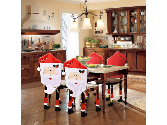 Vánoční dekorace na židli sada - Mikuláš - 47 x 75 cm - červená/bílá