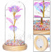 Springos Věčná růže ve skle - Led - 22 cm - křišťál/zlatý stonek/barevné kuličky