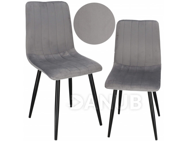 Springos Jídelní židle Tedi - čalouněná - velur - šedá/černá - 1ks