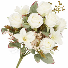Springos Umělé květiny - 9 květin - 37 cm - bílé