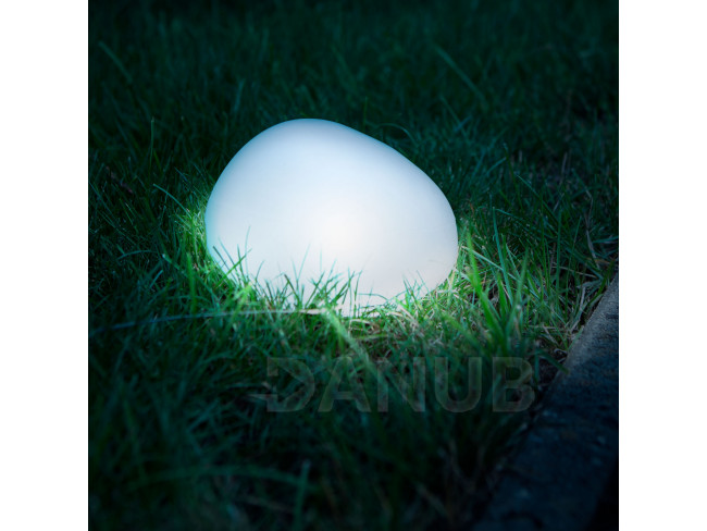 Zapichovací solární lampa - tvar kamene - matné sklo - 165 x 142 x 115 mm - teplá bílá LED