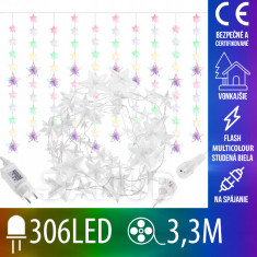 Vánoční led světelná záclona na spojování vnější flash - hvězdy - 180led - 2m multicolour / studená bílá