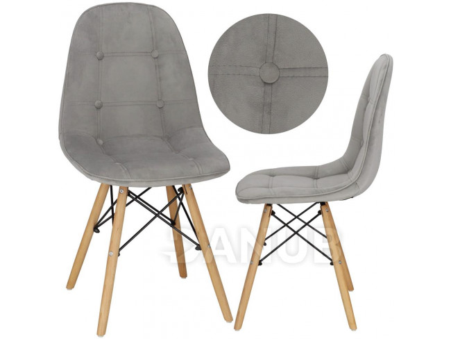 Springos Jídelní židle Milano soft - čalouněná - velur - šedá/hnědá - 1ks