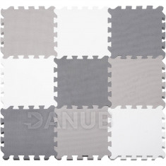 SPRINGOS Pěnové puzzle čtverce - 95,5x95,5x1cm - šedá, grafitová, bílá