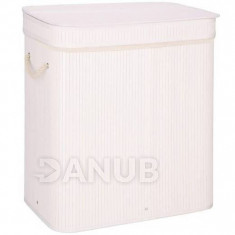 Bambusový koš na prádlo - 100L - 2 komory - bílý
